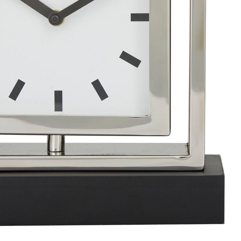 10&#34;x9&#34; Stainless Steel Clock with Black Base Silver - Olivia &#38; May, 3 of 7
