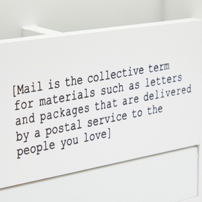 White Wooden 3-Tier Mail Organizer with Drawer