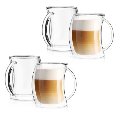 Caleo Double Wall Insulated Glass Coffee Mugs - Set of 4