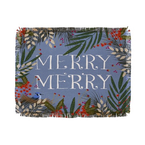 Joy Laforme Christmas Merry Merry Wreath 56"x46" Woven Throw Blanket - Deny Designs - image 1 of 4