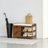 Compact Rustic Padded Wooden Shoe Rack Bench Organizer With DrawersCoffee Woodgrain - 2 of 4