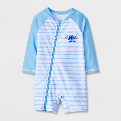 Baby Boys' Disney Stitch Full Zip Long Sleeve Rash Guard Unisuit - Blue