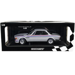 1973 BMW 3.0 CSL Silver Metallic with Red and Blue Stripes Limited Edition to 540 pieces 1/18 Diecast Model Car by Minichamps - 1 of 2