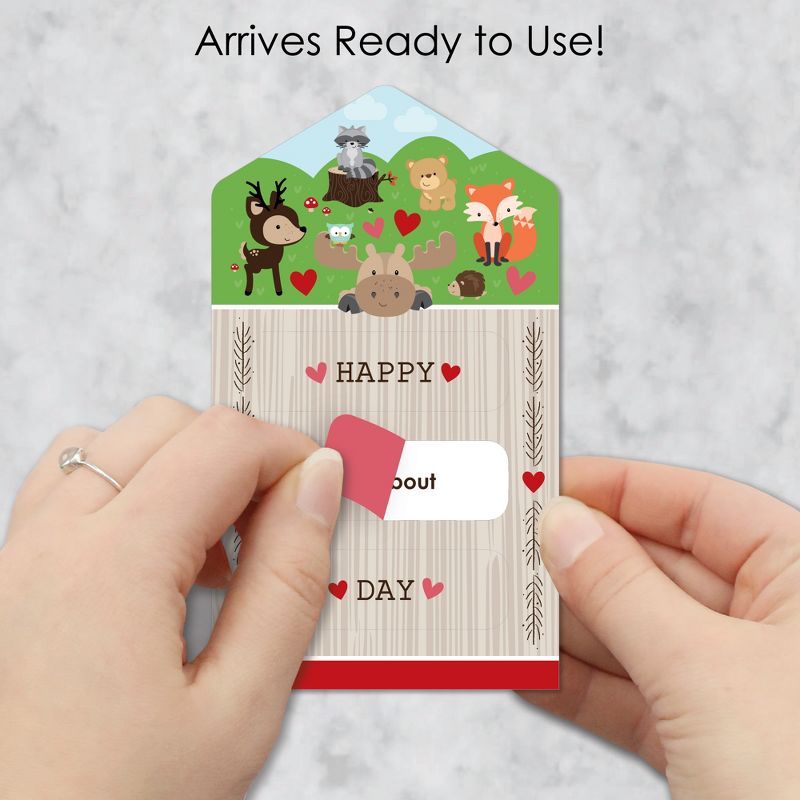 Big Dot of Happiness Woodland Creatures - Forest Cards for Kids - Happy Valentine's Day Pull Tabs - Set of 12, 3 of 8