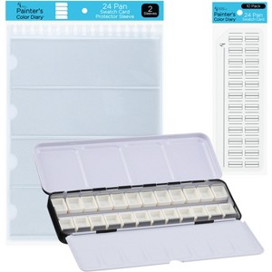New York Central Watercolor Palette - 24 Empty Half Pans Boxes and Palette with 10 Watercolor Swatch Cards and 2 Swatch Card Sleeves - 1 of 4