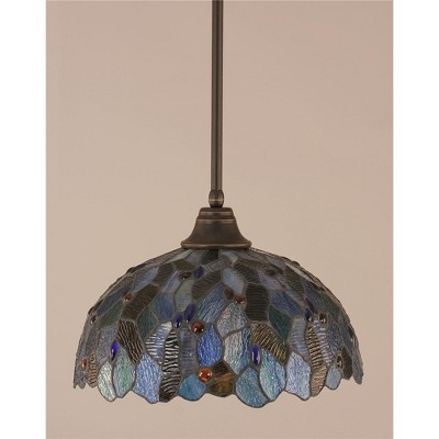 Toltec Lighting Any 1 - Light Pendant in  Dark Granite with 16" Blue Mosaic Art Glass Shade