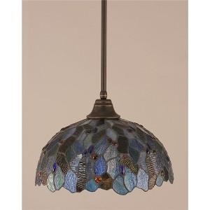 Toltec Lighting Any 1 - Light Pendant in  Dark Granite with 16" Blue Mosaic Art Glass Shade - 1 of 1