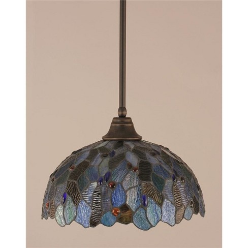 Toltec Lighting Any 1 - Light Pendant in  Dark Granite with 16" Blue Mosaic Art Glass Shade - image 1 of 1