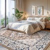 Itopfox Vintage Boho Washable Area Rug for Living Room, Bedroom, Kitchen, Office - Soft Non-Slip Low Pile Carpet with Floral Brown Design - 4 of 4