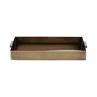 Samana Gold Hammered Metal Rectangular Tray with Minimalist Handles