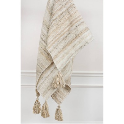 50"x60" Stripe Throw Blanket Light Beige - Rizzy Home