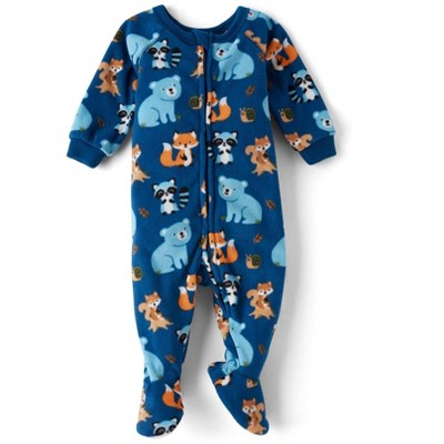 The Children's Place Toddler Boys Long Raglan Sleeve Critter Microfleece Footed One Piece Pajamas