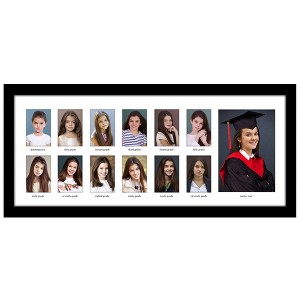 Americanflat 9x22 School Picture Frame Pre-K to 12 - Fits Twelve 2.5x3.5 Photos and One 5x7 Photo -- K-12 Picture Frame for Wall Display - Black - 1 of 4
