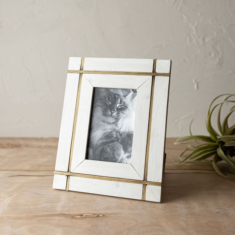 4x6 Inch Bordered Picture Frame White Wood, MDF, Metal & Glass by Foreside Home & Garden, 3 of 8