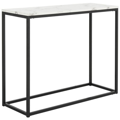 Transitional Grey Marble Top Console Table with Black Frame