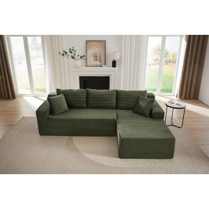 Dolonm 103.2 in. Corduroy L-Shaped Cloud Sectional 4-Seater Sofa Deep Seat Couch No Assembly（Black） - 1 of 4