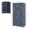 Aghana Digitals Slim Gray Fir Wood Garden Storage Shed with 3 Shelves, Lockable Latch, Galvanized - 3 of 4