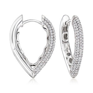 Ross-Simons 1.20 ct. t.w. CZ V-Shaped Hoop Earrings in Sterling Silver - 1 of 3