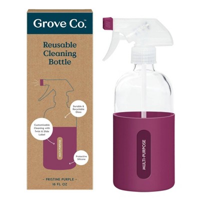 Grove Co. Reusable Cleaning Glass Spray Bottle with Silicone Sleeve - Pristine Purple