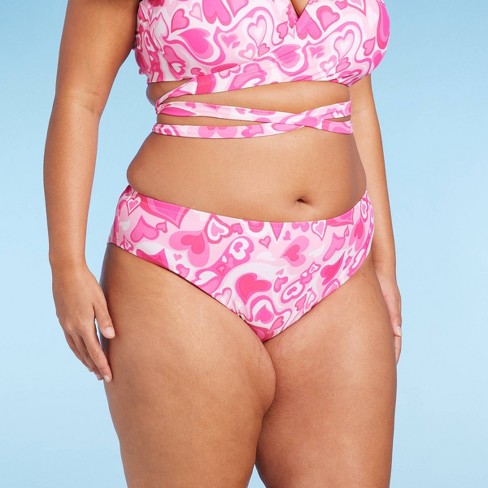 Women's Cheeky Bikini Bottom - Wild Fable™ Pink Heart Print 3x : Target
