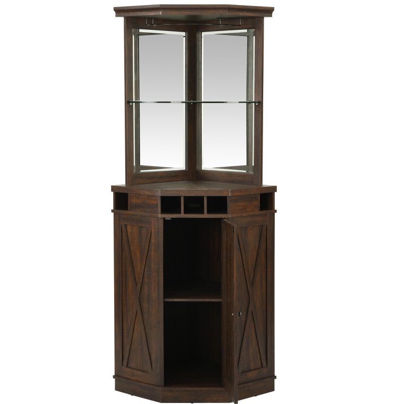 Home Source Corner Bar Unit with built-in Wine Rack and Lower Cabinet, 1 of 7