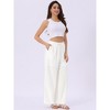 INSPIRE CHIC Women's Linen Summer Palazzo Flowy Wide Leg with Pockets Pants - 3 of 4