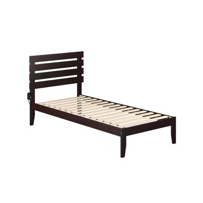 Twin XL Oxford Bed Espresso - AFI: Solid Hardwood, No Box Spring Required, USB Charger