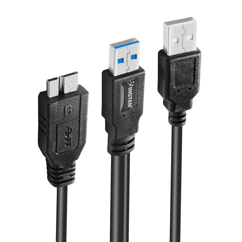 Insten USB A to Micro B USB 3.0 Y Cable, Black, 3 of 4
