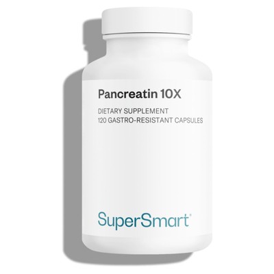 SuperSmart Pancreatin 10X - Pancreatin Digestive Enzymes Supplement - Protease, Lipase, Amylase with Trypsin | Non-GMO & Gluten Free - 120 DR Capsules