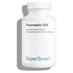 SuperSmart Pancreatin 10X - Pancreatin Digestive Enzymes Supplement - Protease, Lipase, Amylase with Trypsin | Non-GMO & Gluten Free - 120 DR Capsules - 1 of 1