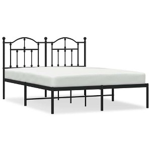 vidaXL Black Full Metal Bed Frame with Headboard & Slats, No Mattress, Easy Assembly - 1 of 4