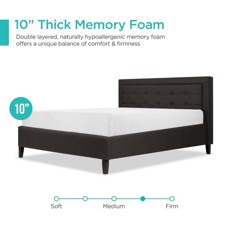 Best Choice Products 10in Dual Layered Memory Foam Mattress w/ CertiPUR-US Certified Foam, 3 of 8