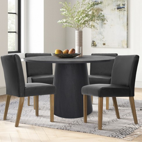 Round table with online leather chairs