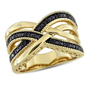 EVERLY JEWELRY |Yellow Plated Sterling Silver Ring with Diamond - Multiple color Diamond Options - 1 of 4