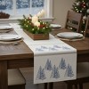 Christmas Tree Pattern Table Runner 72 Inch Length White Blue Polyester Holiday Dining Accent by Melrose - 3 of 3