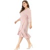 Agnes Orinda Women's Plus Size Cocktail V-neck Wrap Ruffled Midi Bodycon Dresses - 3 of 4