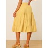 Allegra K Women's Midi Solid Elastic Waist Flare Tiered A-Line Skirt with Pockets - 4 of 4