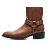 Santimon Men's Sleek Fashion Chelsea Ankle Boots, Pointed Toe, Side Zipper, Buckle Strap, Brown - 2 of 4