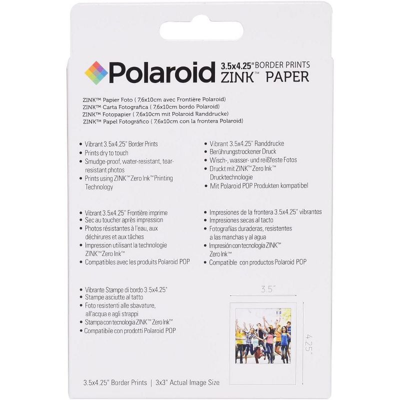 Zink Polaroid 3.5 x 4.25 inch Premium Zink Border Print Photo Paper (10 Sheets) Compatible with Polaroid POP Instant Camera & Polaroid 3x4 Printer, 2 of 5