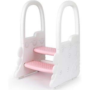 2 Step Toddler Stool with Handrail, Non-Slip Kids Step Stool for Bathroom Sink, Potty Training, Safe Stool for Kitchen Counter, Dual Height Design - 1 of 4