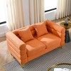 AENKYO 60" Oversized 2-Seater Loveseat Sofa, Modern Teddy Fabric for Living Room, Comfortable Deep Seating, Orange - 2 of 4