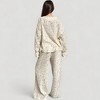 Anna-Kaci Lounge Women's Floral Print Woven Pajama Set with V-Neck Button Down Top and Wide Leg Elastic Waist Pants - 4 of 4