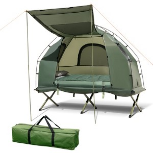 Tangkula 1-Person Folding Camping Tent Cot Portable Pop-Up Tent w/Sleeping Bag & Air Mattress for Outdoor - 1 of 4