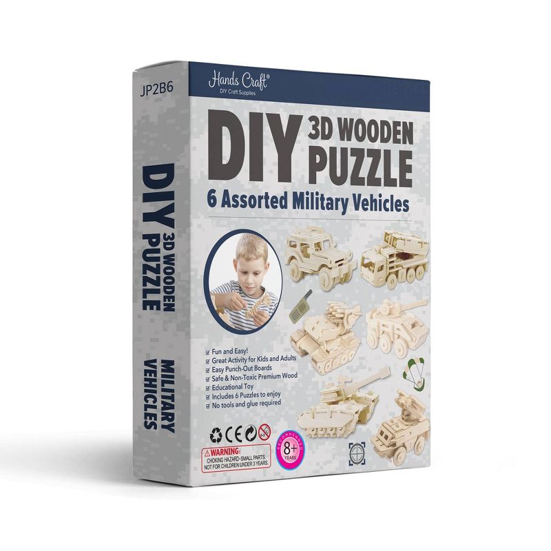 6ct Wooden Puzzle Military Vehicles Bundle Set - Hands Craft, 3 of 4
