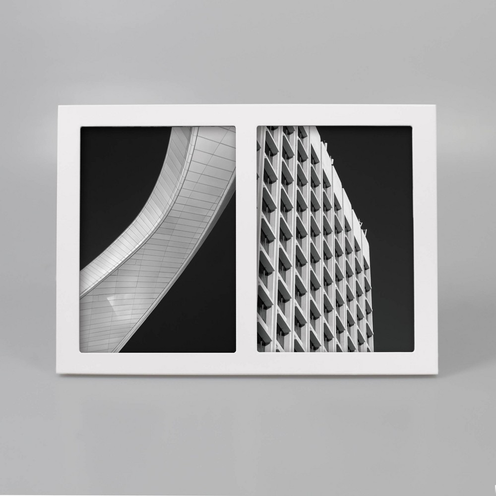 Photos - Photo Frame / Album 7.91" x 10.94" Thin Double Opening Frame Holds 2  Photos White (5" x 7")
