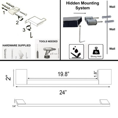 24-Inch Stainless Steel Wall-Mounted Towel Bar