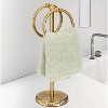 Home Mart Goods Aged Brass Gold Stainless Steel Double Ring Fingertip Towel Holder With Heavy Base - 4 of 4