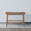 Royal Hampton 33 Inch Saddle Seat Bench with Angled Frame, Sandblasted Acacia Wood Construction - 3 of 4