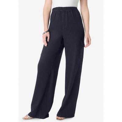 Roaman's Wide Leg Cargo Knit Jean