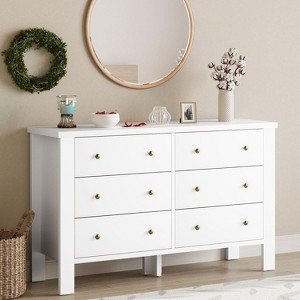 6 Drawer Dresser for Bedroom, Modern Wooden Dresser Organizer with Storage Drawers - 1 of 4